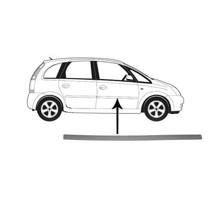 Moulure de porte avant droit en primer pour Opel Meriva A d'avant 2010 version 4 ou 5 portes