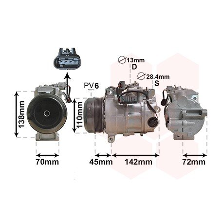Compresseur de climatisation pour Mercedes classe C W204 de 2011 à 2014 version C180CDi / C200CDi / C220CDi / C250CDi